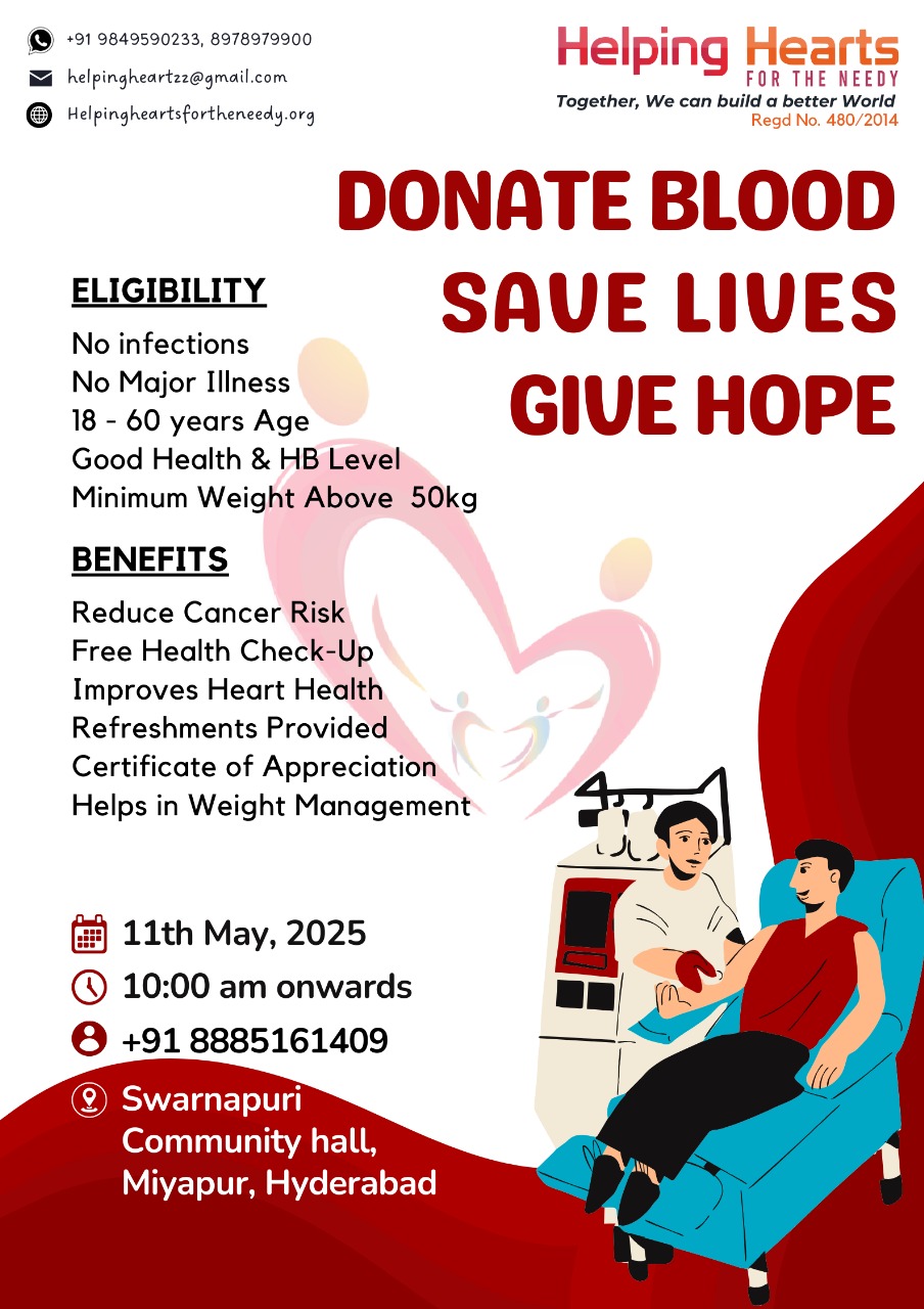 Blood Donation Camp in Miyapur, Hyderabad – May 11, 2025 | Donate Blood, Save Lives| Mana Voice