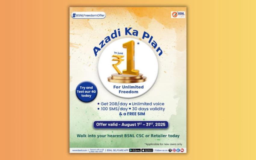 బీఎస్‌ఎన్‌ఎల్ కొత్త ఫ్రీడమ్ ప్లాన్ కేవలం రూ.1కి – వినిపించినా నమ్మలేరు!