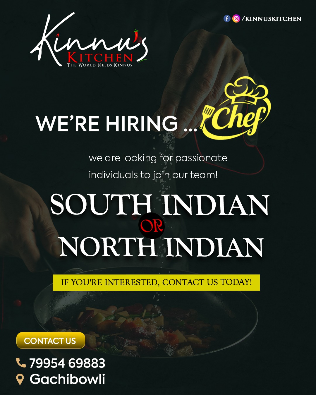 We’re Hiring a Chef – Join Our Kitchen in Gachibowli!