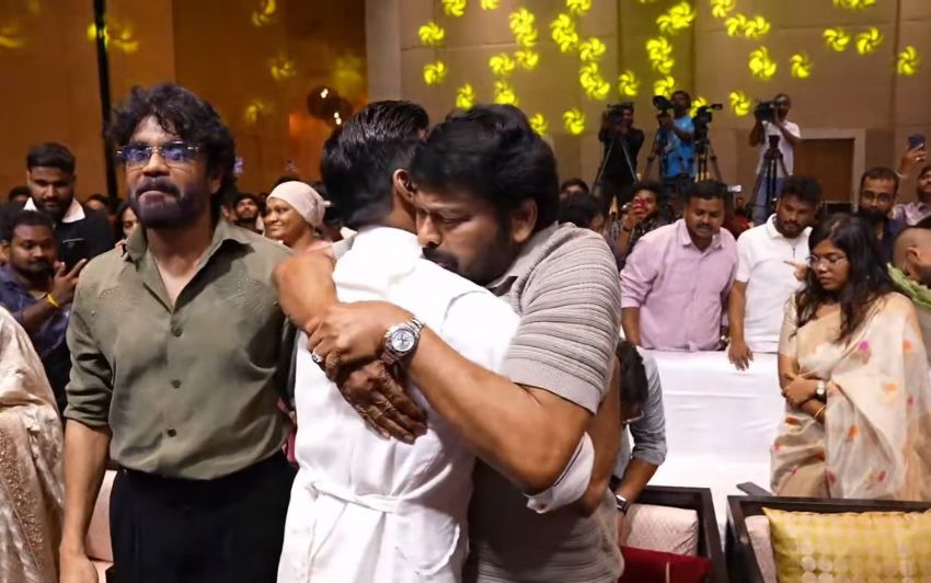 Dhanush Touches Chiranjeevi’s Feet as a Mark of Respect – Watch the Video