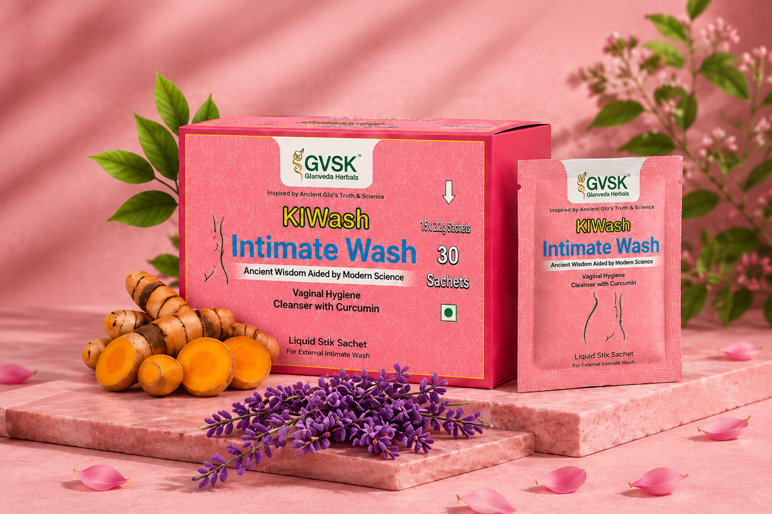 KiWash Ayurvedic Intimate Wellness Sachet – Daily Intimate Hygiene Support by GVSK Nutraceuticals
