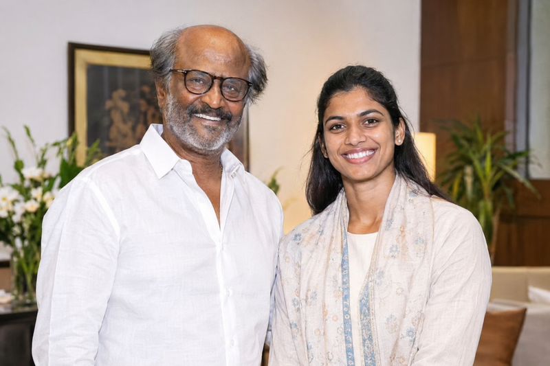 Rajinikanth Meets Asian Games Gold Medallist Vithya Ramraj
