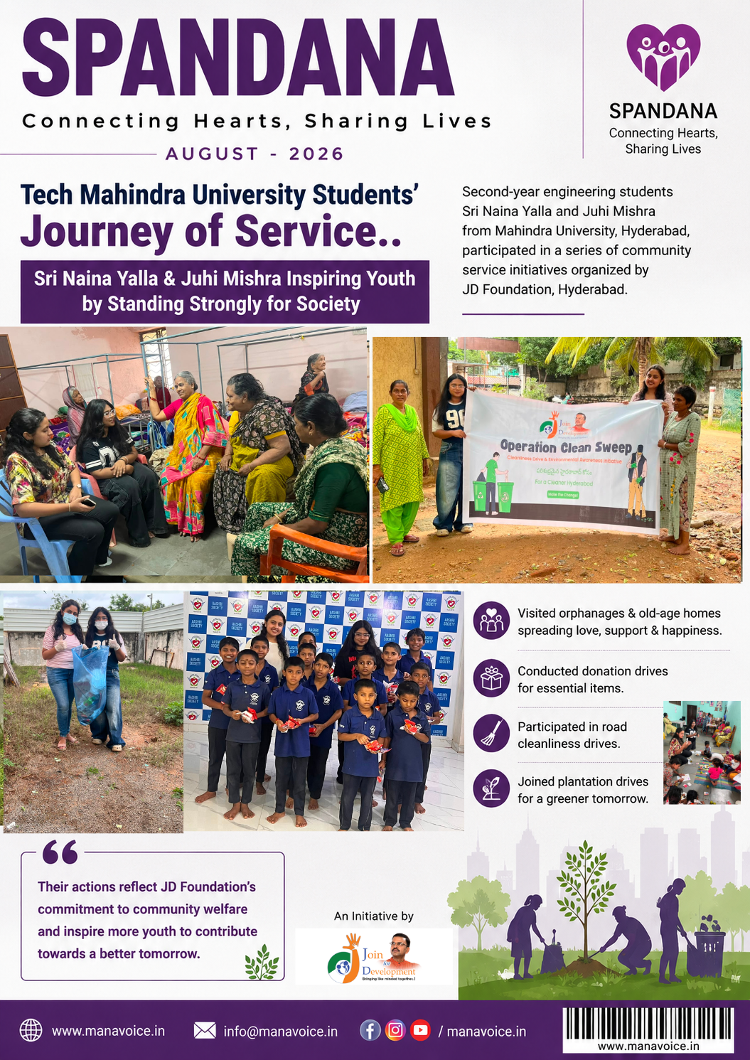 Tech Mahindra University Students’ Journey of Service.. Sri Naina Yalla & Juhi Mishra Inspiring Youth by Standing Strongly for Society
