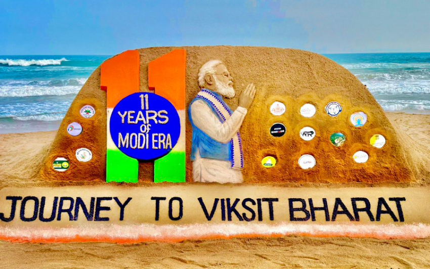Sand Artist Sudarsan Pattnaik Congratulates PM Modi on Completing 11 Years in Office